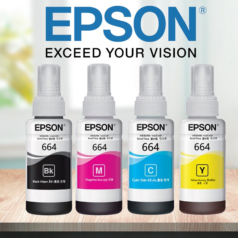 หมึกเติม หมึกเเท้ Epson รุ่น 664 T664 L100 L120 L200 L210 L220 L360 L365 L565 L130 L405 / L455 / L485 / L550 / L555 /