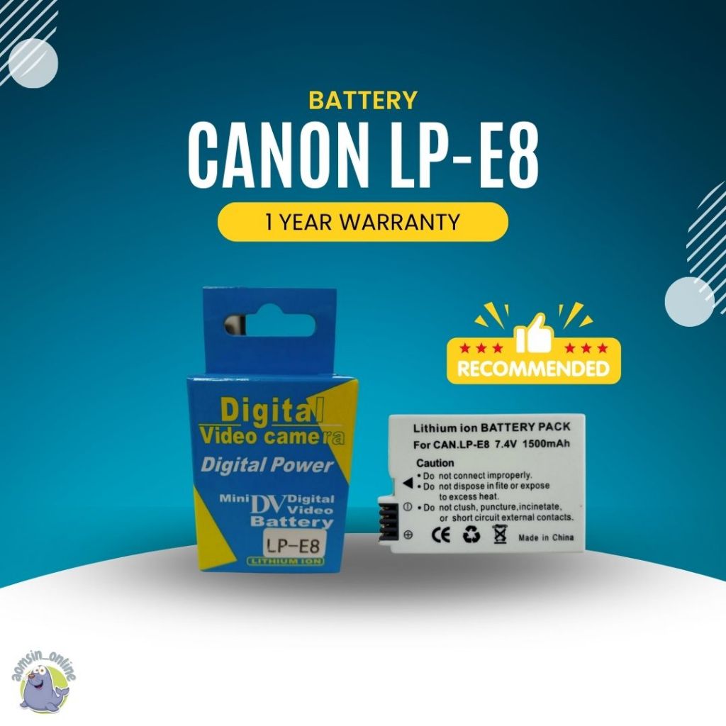 [ประกันแบต 1 ปี] แบตกล้อง Canon LPE8 LP-E8 Battery Pack Canon LPE8 LP-E8 (0012)