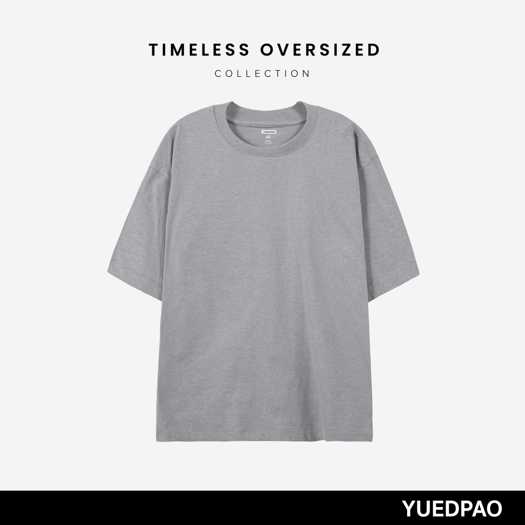 Yuedpao Oversized Timeless ผ้าหนา ยับยาก รีดง่าย เสื้อยืดโอเวอร์ไซส์ ดีไซน์คลาสสิค เสื้อยืดเปล่า สี Medium Gray