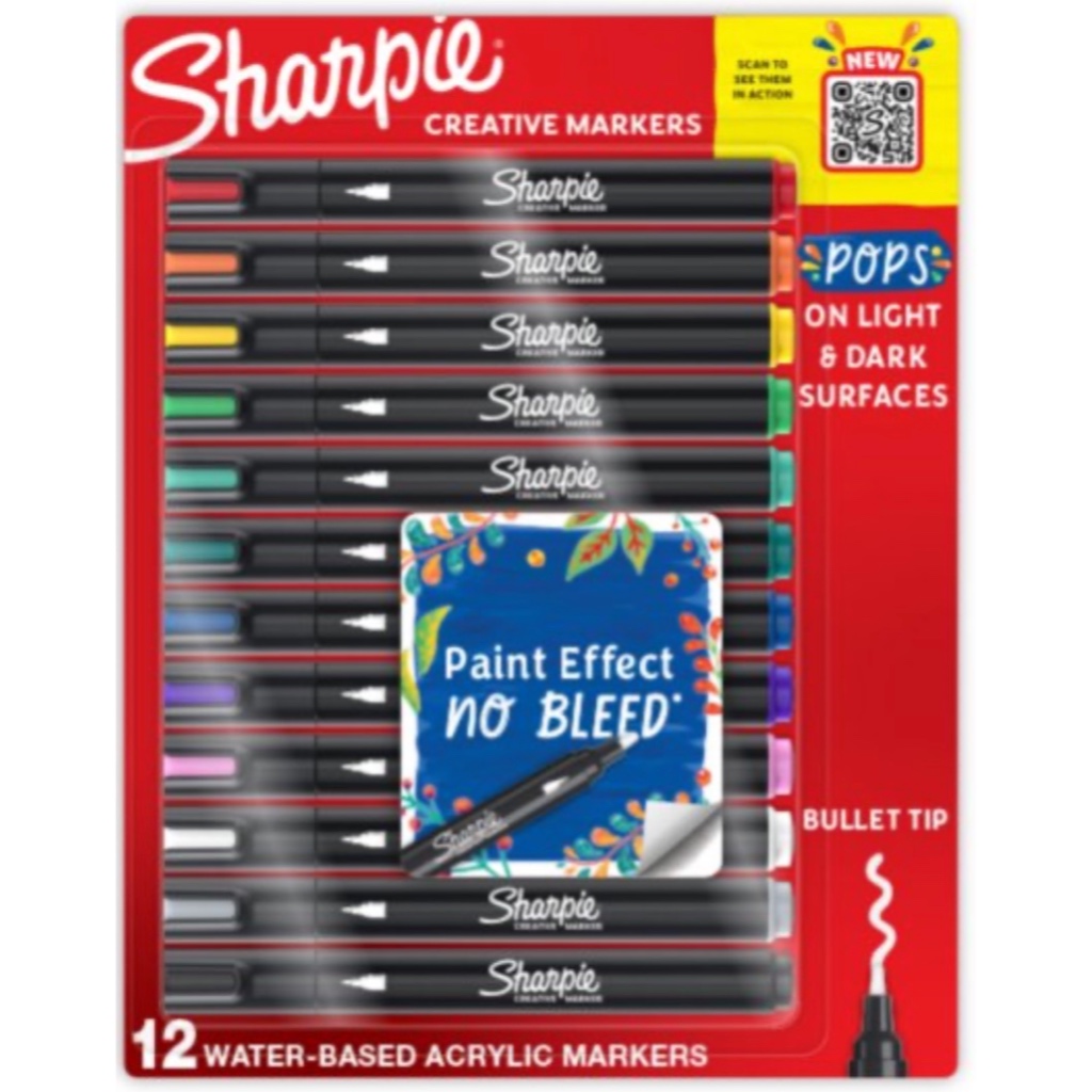 Sharpie สีอะคริลิค Creative Markers, Water-Based Acrylic Markers, Bullet Tip