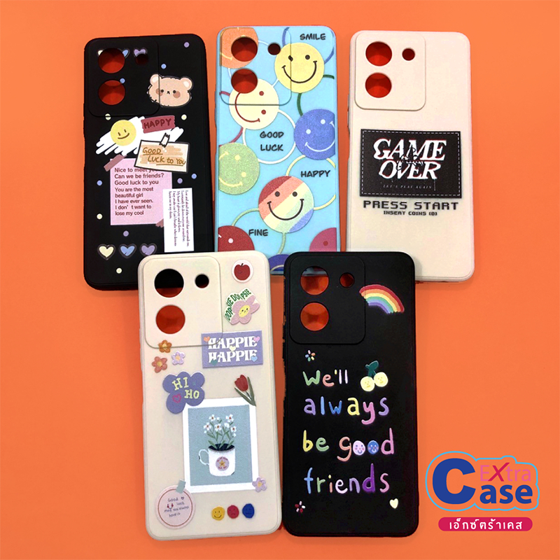 เคสวีโว่/VivoV25 V27 V29 V29e Y02s Y17s Y20/Y20s/Y12s Y22(2022) Y27(4G) Y27s Y36(5G) เคสนิ่มสีพาสเทล TPU พิมพ์ลายการ์ตูน