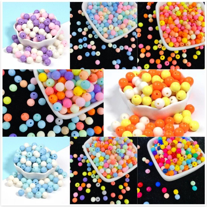 ลูกปัด กลม สีพาสเทล 4mm 6mm 8mm สำหรับงาน  DIY อุปกรณ์เสริมงานฝีมือ