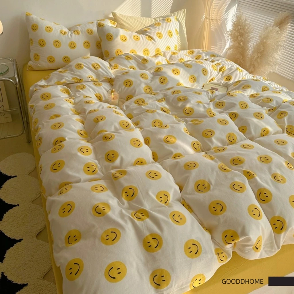 New ผ้าปูที่นอนลายน้องSmile มีให้ครบชุด ฝ้ายแท้ ยิ่งซีกยิ่งนิ่ม  มีให้ครบ 3 ขนาด 3.5 | 5 | 6 ft thumbnail 4