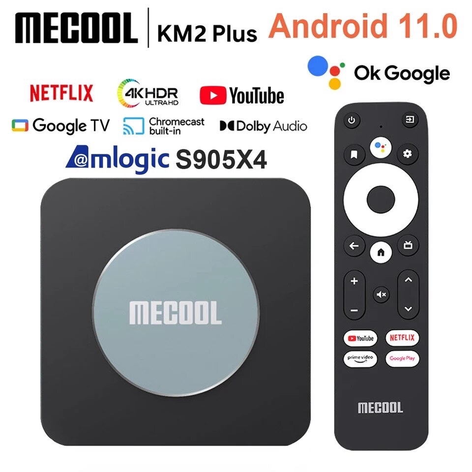 -โปรสินค้าใหม่-Mecool Km2 plus Android 11 Dolby รองรับ Netflix 4k ,Disney 4K แอนดรอยทีวีแท้จากGoogle