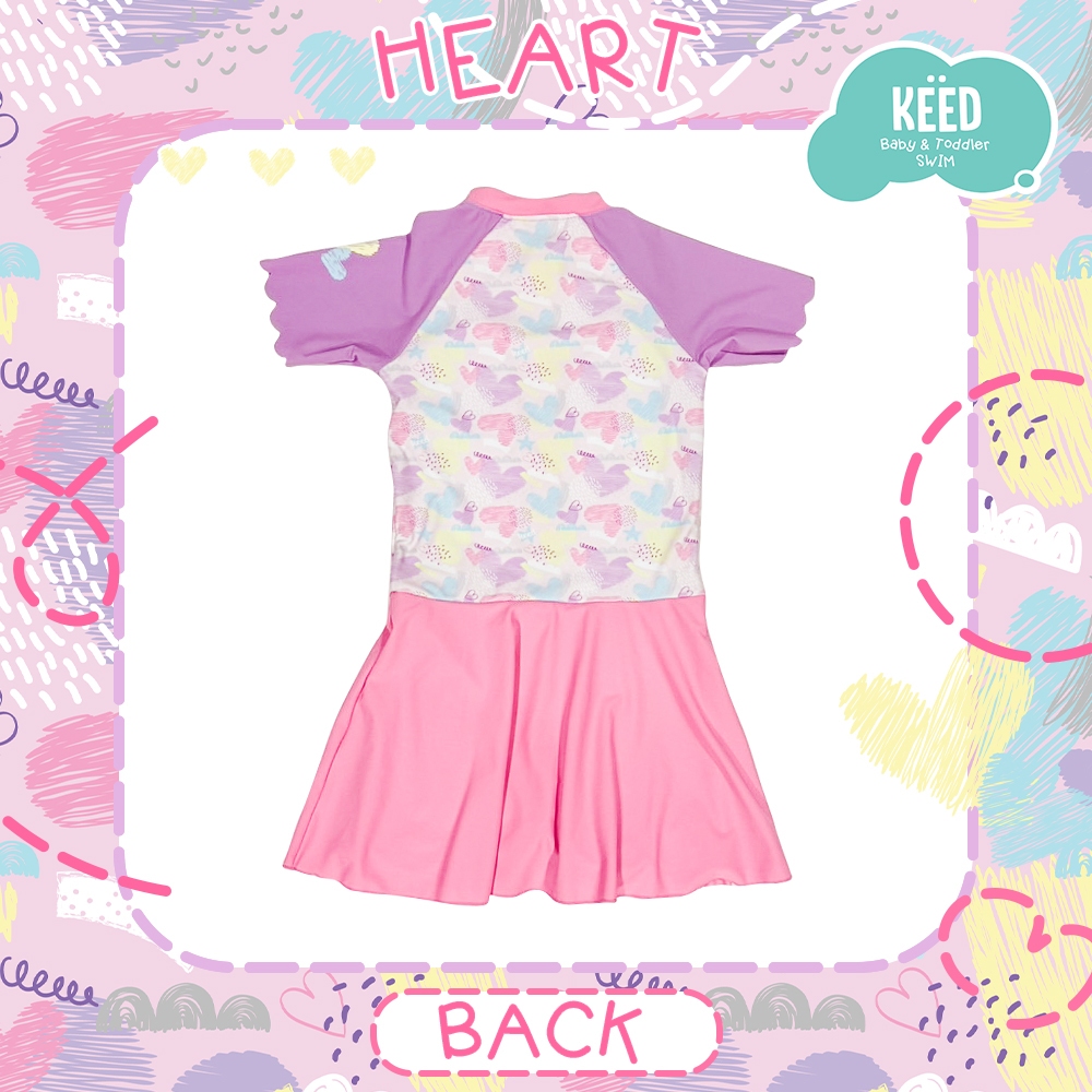 KEED بدلة سباحة بنات بتنورة Heart — صورة 7