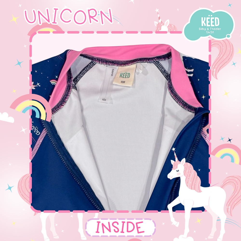 KEED بدلة سباحة بنات Unicorn بأكمام طويلة وتنورة — صورة 2