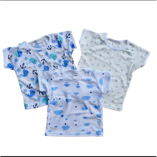 *แพ็ค3ตัว* เสื้อแขนสั้นเด็ก 3-9เดือนและ1,2,3ขวบ แบบสวมหัว ผ้าคอตตอน100%