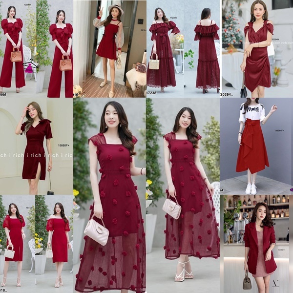 ส่งไว1-2วันถึง #ชุดสีโทนแดงคละแบบ #เดรสลูกไม้แดง#จั้มแดง#เซ็ทแดง#ใส่ทำบุญ#คริตสมาส#ใส่ออกงาน #งานแต่ง #งานบวช