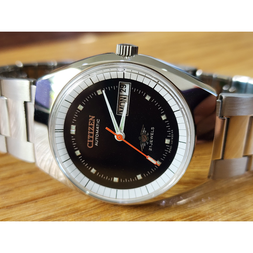 citizen automatic caliber 8200 automatic หน้าดำสวยๆ จากปี 1970 ของแท้ เดิมๆ ใช้งานได้ปกติ