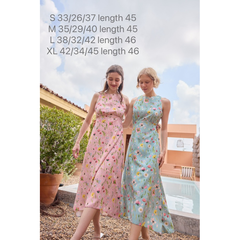 JellyDressing/curve flower /เดรสแขนกุด ผ้าพิมพ์ลาย
