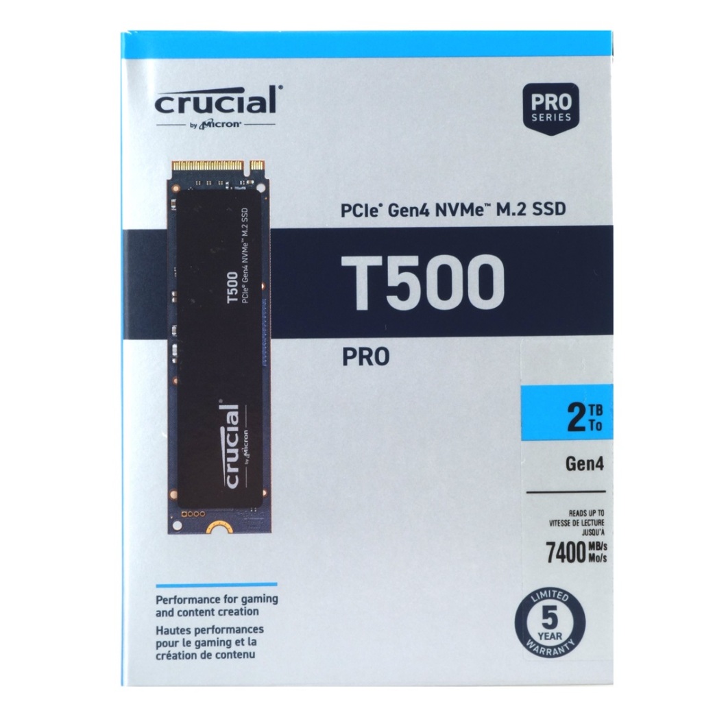 Crucial 2TB T500 NVMe PCIe Gen4 M.2 SSD