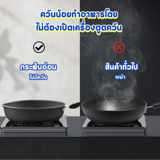 Sheepola กระทะเคลือบหินอ่อน ทรงลึก 32 cm พร้อมฝากระทะ ใช้กับเตาแม่เหล็กไฟฟ้าได้ กระทะ ใช้ได้ทุกเตา กระทะเคลือบเทปล่อน