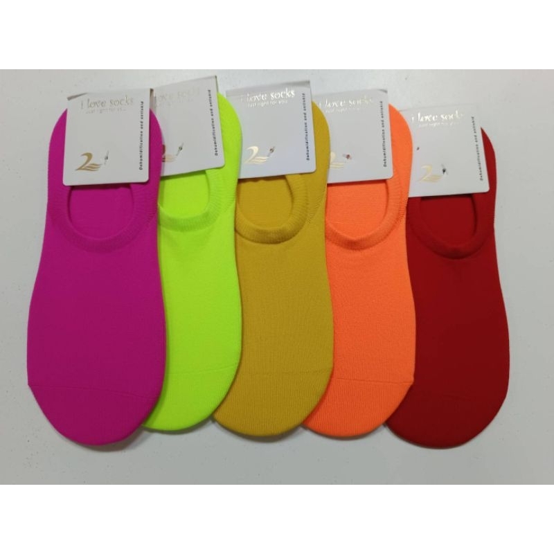ถุงเท้าข้อเว้า สีนีออน (สีสด)ผ้านุ่มใส่สบาย
