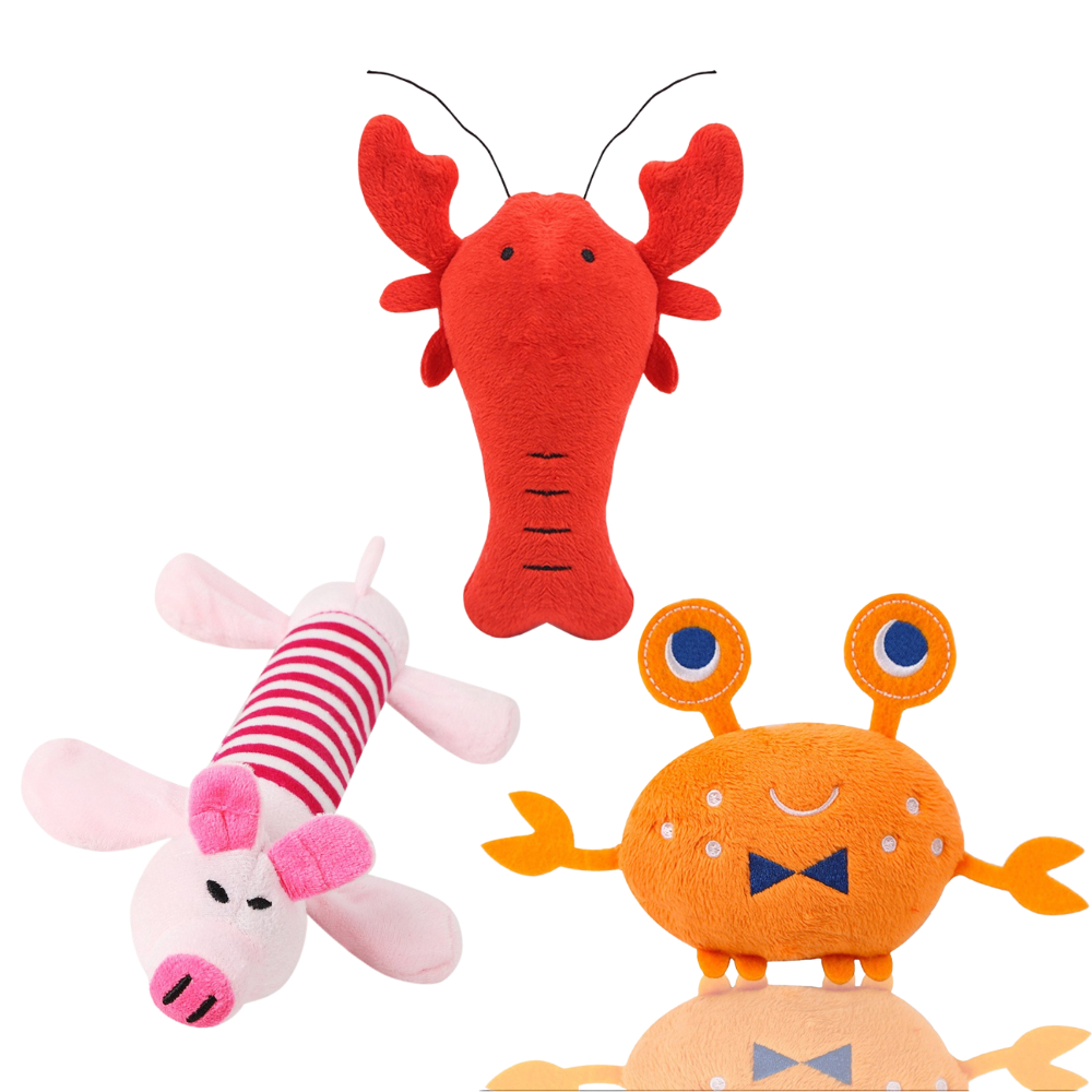 ตุ๊กตาหมู สีชมพู มีเสียง ของเล่น กัด แทะฟัน น้องหมา 1 ตัว
