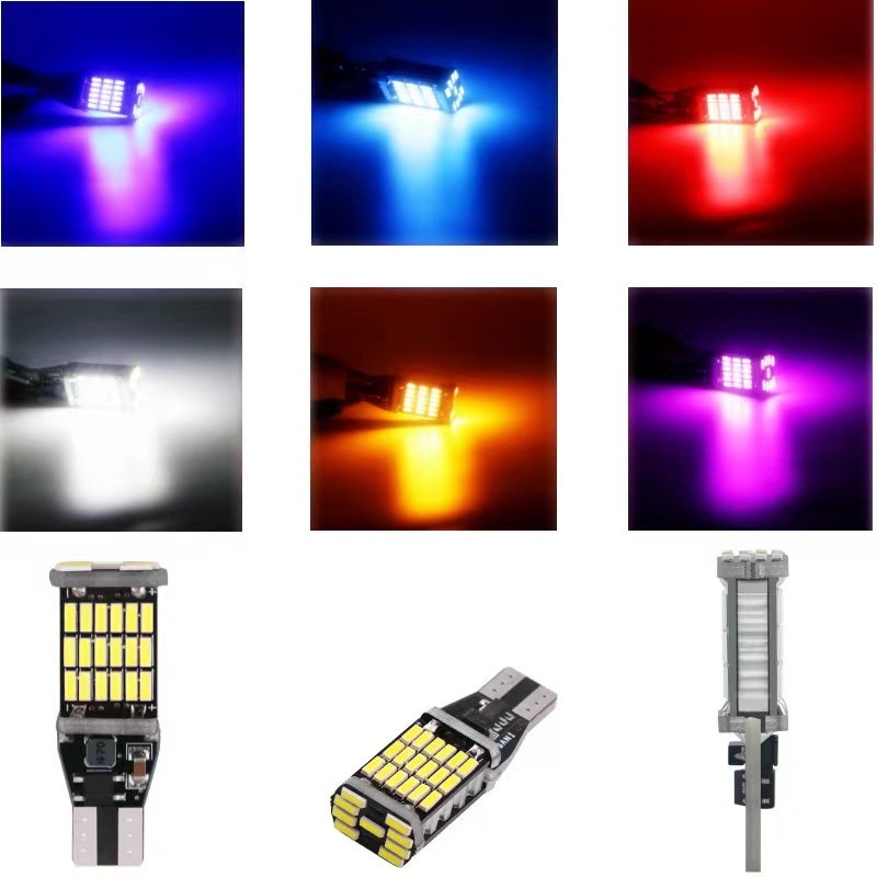 Roxiku_SHOP หลอดไฟเลี้ยวไฟหรี่ LED 45 ชิป ขั้วT10/T15 (1หลอด) สําหรับติดรถยนต์มอเตอร์ไซค์ สว่างตาแตก