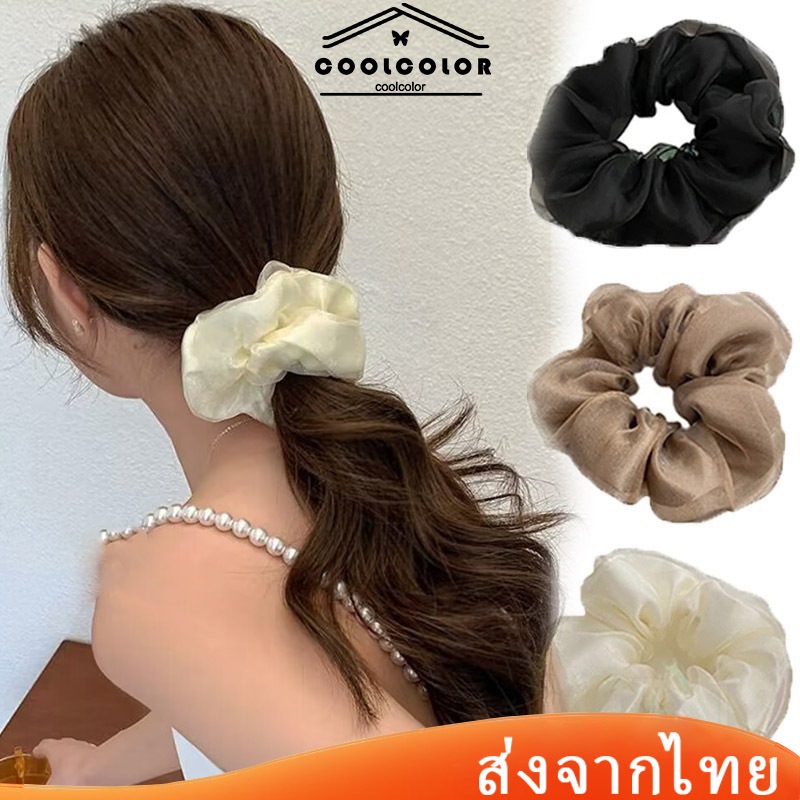 ในไทย ยางรัดผมความยืดหยุ่นสูงขนาดใหญ่ลําไส้ใหญ่ผมหางม้าสไตล์เกาหลีและนักเรียนผู้หญิงคุณภาพสูง.COD