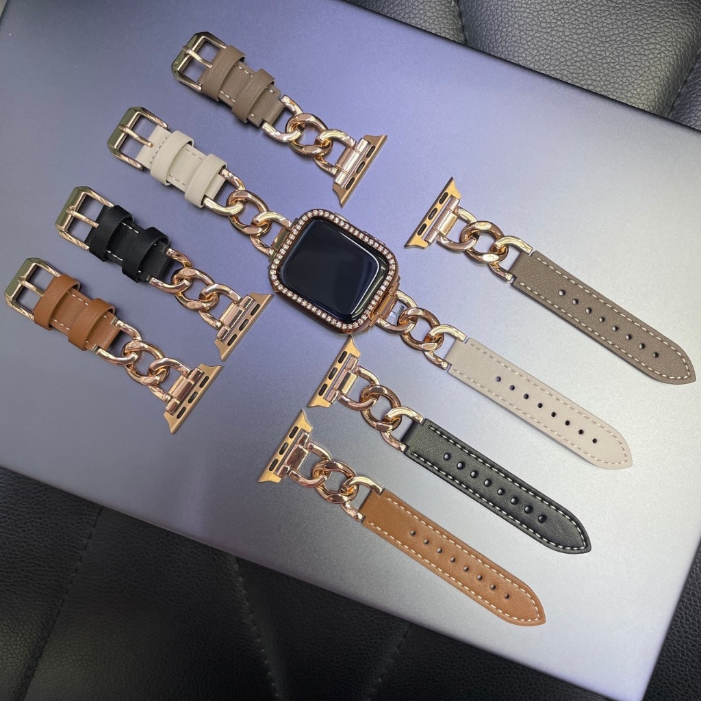 สายหนังโซ่สีโรสโกลด์ สายนาฬิกา Smartwatch ขนาด 38/40/41mm 42/44/45/49mm