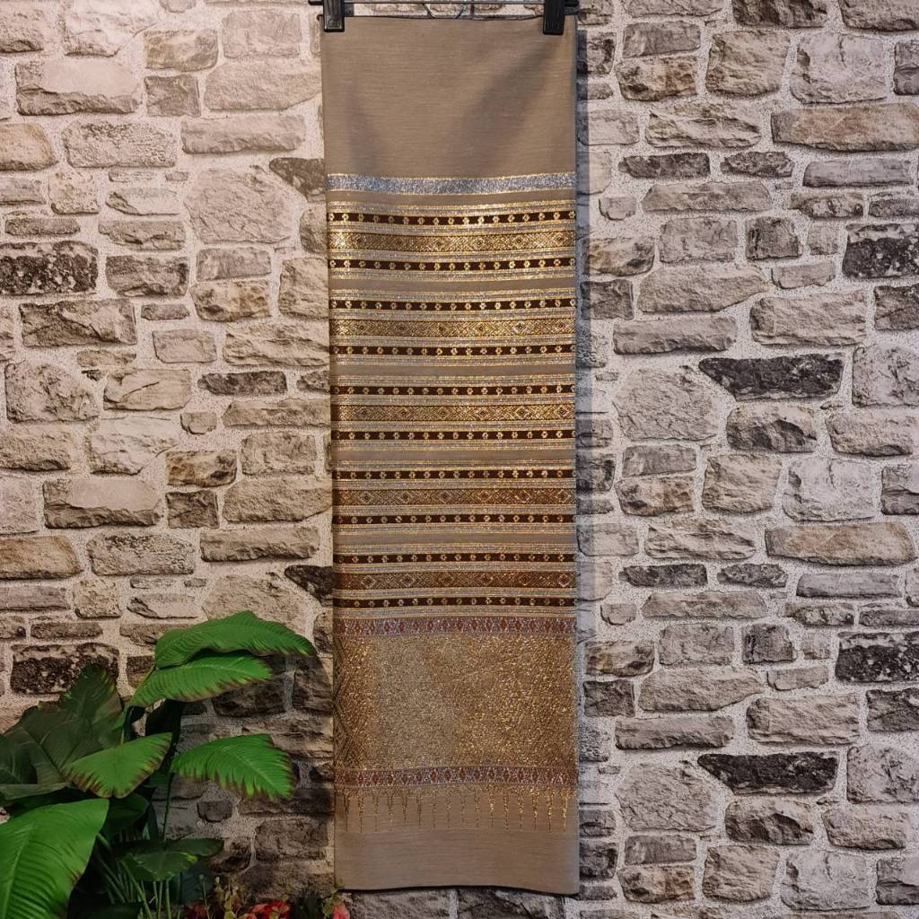 11.ผ้าฝ้าย ผ้าทอทั้งผืน  ลายคำเคิบเมืองน่านสีน้ำตาล