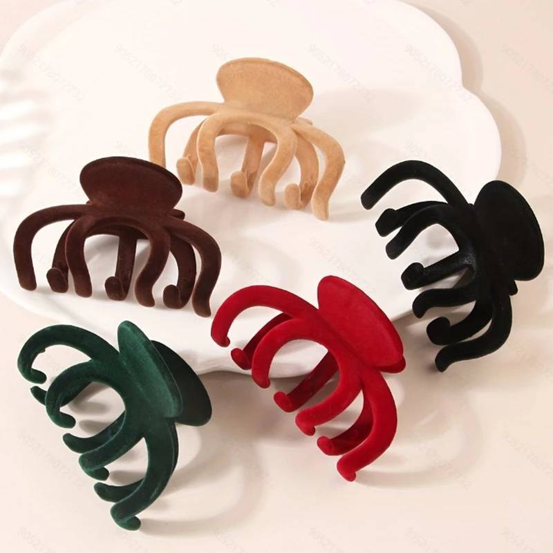 กิ๊ฟหนีบผม ลายปลาหมึกผ้ากำมะหยี่ พร้อมส่ง