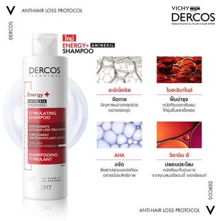 [ส่งด่วน] Vichy DERCOS Anti-Dandruff / Energy+ Aminexil Shampoo 200ml วิชี่ แชมพู ขจัดรังแค ลดผมขาดหลุดร่วง