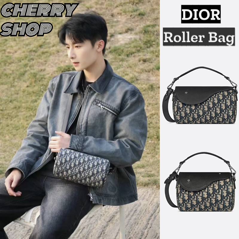 🍒ดิออร์ของ Dior Mini/Normal Roller Bag with Strap🍒กระเป๋ารถเข็น กระเป๋าสะพายข้าง/ผู้ชาย