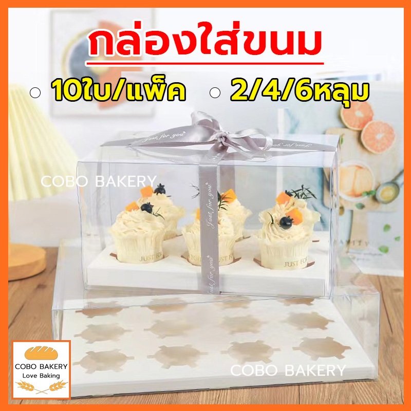 ❤️ส่งฟรี❤️   กล่องคัพเค้กใสทรงสูง 10ใบ/แพ็ค 2หลุม/4หลุม/6หลุม กล่องเค้ก