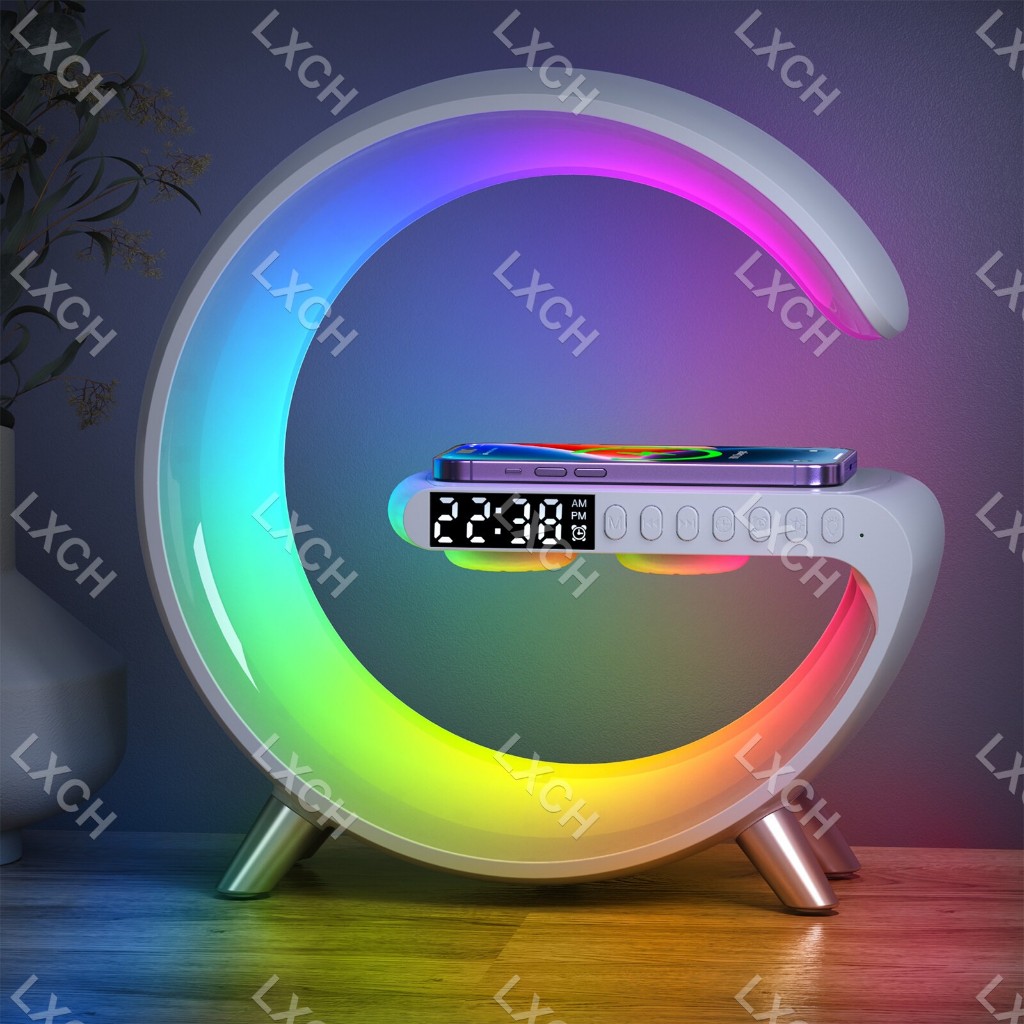 ลําโพงบลูทูธ นาฬิกาลำโพงบลูทู แท่นชาร์จไร้สาย15W โคมไฟ LED 10สี นาฬิกาปลุกอัจฉริยะ Wireless Bluetooth Speaker