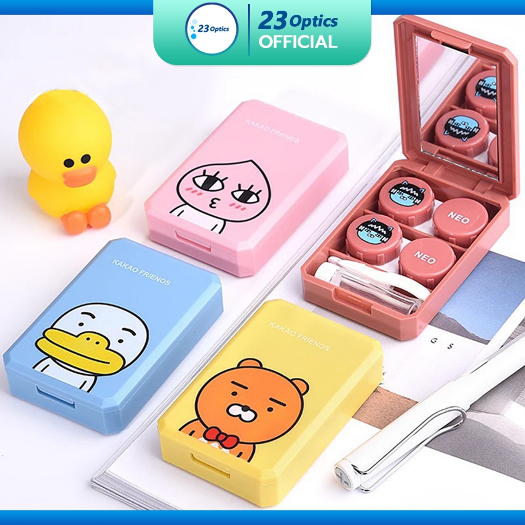 เซ็ตตลับคอนแทคเลนส์KAKAO Friends ตลับคอนแทคเลนส์ มีกระจกใจตัว ตลับแช่เลนส์ ตลับ กล่องเก็บเลนส์ กล่องใส่เลนส์