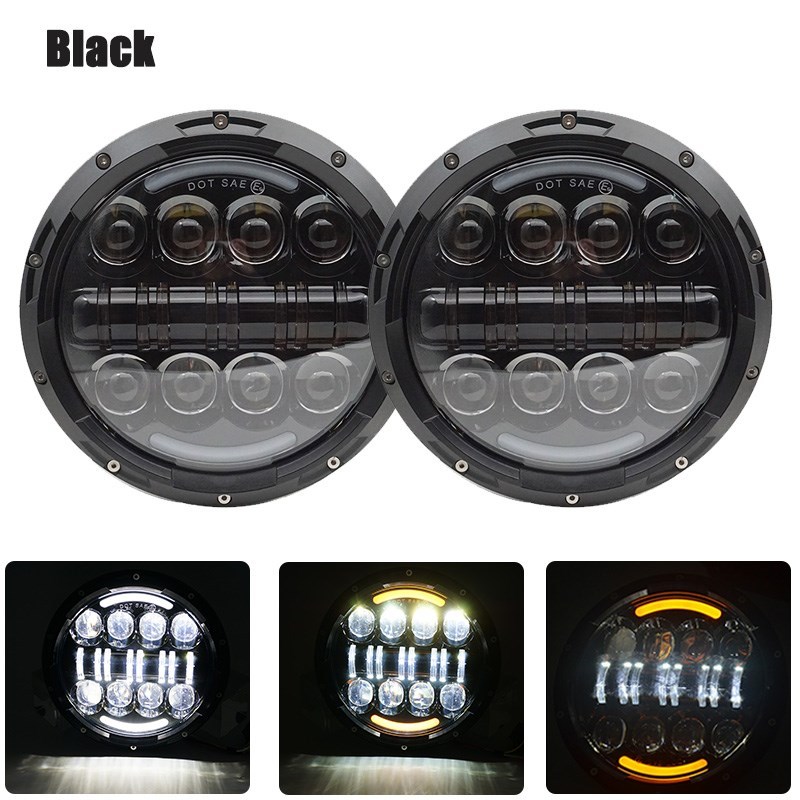 DOT E-mark DRL Halo Angle Eyes Led Headlamp LED รอบ 7 ไฟหน้ารถจักรยานยนต์ที่มีเลี้ยวสำหรับฮาร์เลย์ C