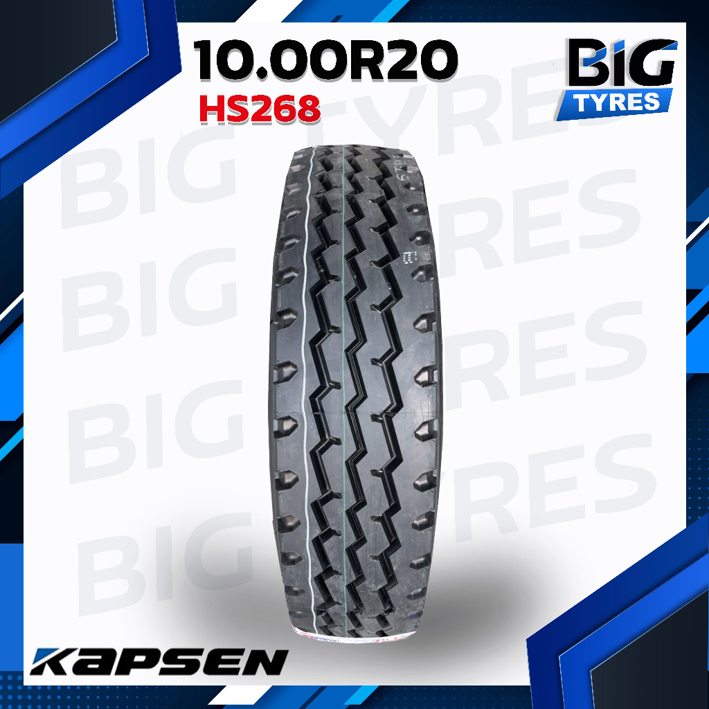 10.00R20 18PR ยี่ห้อ KAPSEN รุ่น HS268 (พร้อมยางใน+ยางรอง) ยางรถบรรทุกเรเดียล