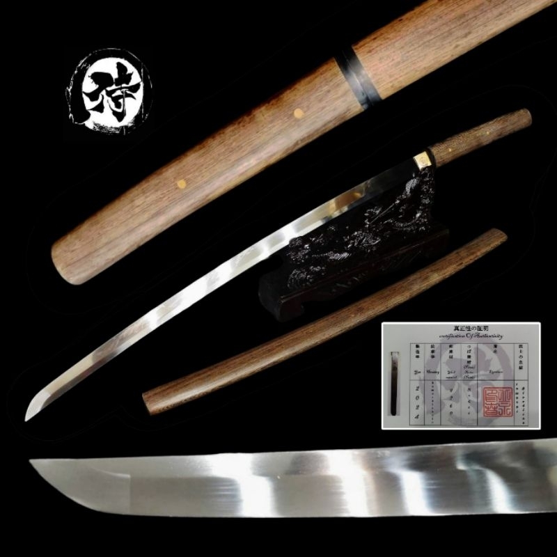 เดินป่า🎋SHIRASAYA🎋ชิราซายะ ไม้ชิงชัน ขนาดคาตานะ🍂 เหล็กสปริง 9260แท้ ประดับเขาควาย 2  จุด แบรนด์ Samurai Ronin รุ่น 1