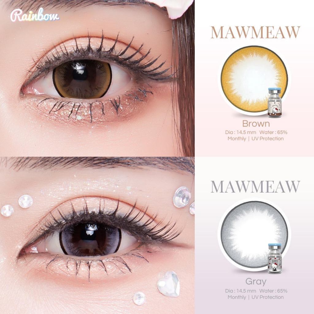 RainbowLens 👀🌈 MAWMEAW 🐱 คอนแทคเลนส์ (รายเดือน) ค่าอมน้ำสูง💦 เลนส์กัน UV ☀️ นำเข้าจากเกาหลี✈️ ลิขสิทธิ์ Sanrio แท้