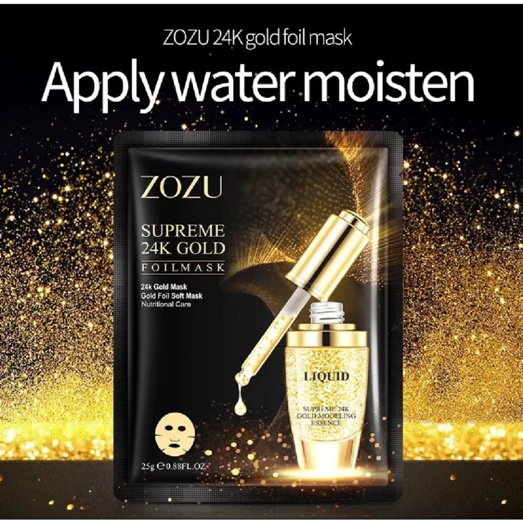 พิเศษ ซื้อ 10 แถม 1แผ่น* มาส์กโซซู ซูพรีม 24k โกลด์ มาส์กเซรั่มทองคำ บำรุงล้ำลึก หน้าดูสดใส ไม่หมองคล้ำ ZOZU Supreme 24k