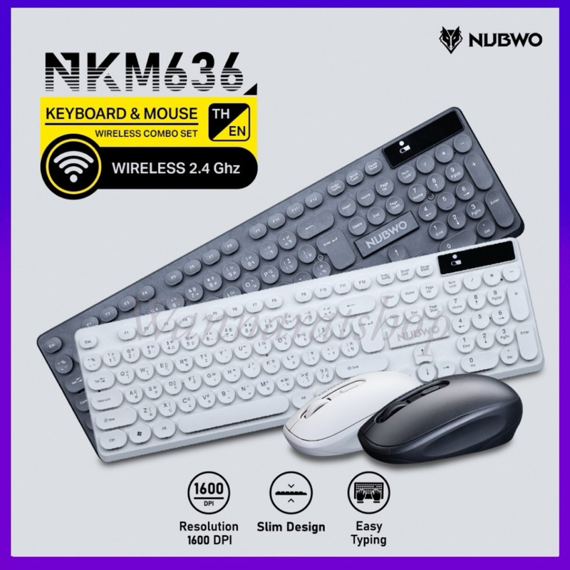 Nubwo NKM636 Keyboard+Mouse Wireless แป้นพิมพ์ไร้สาย ชุดเมาส์คีย์บอร์ดไร้สาย