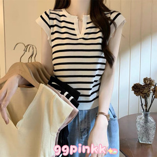 พร้อมส่ง💖เสื้อแขนสั้นคอวี ใส่สบาย เกาหลีฝุด