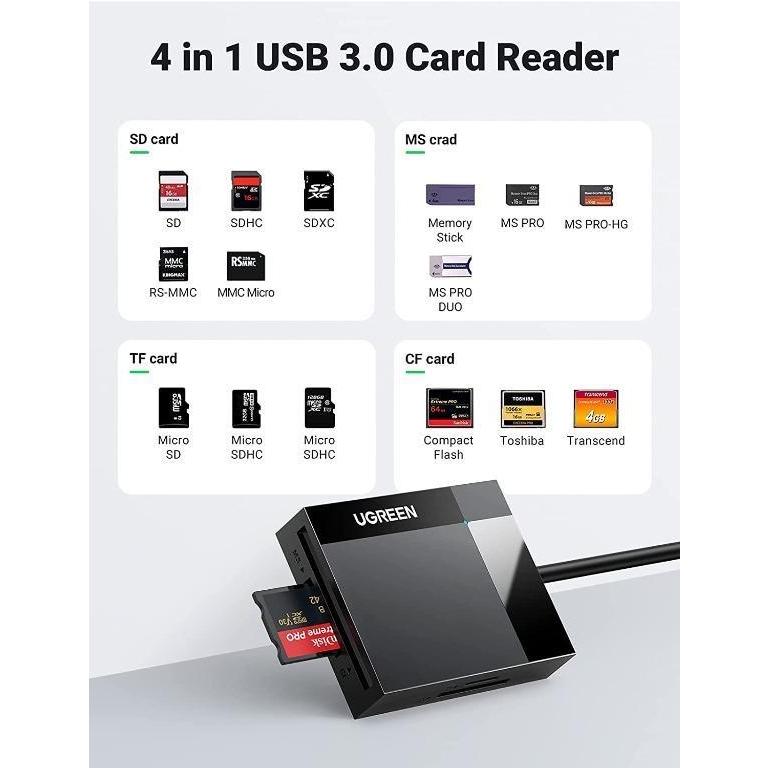UGREEN รุ่น 30333 (USB-A) 15306 (USB-C) Hub USB 3.0 Card Reader Super Speed TF / SD / MS / CF สายยาว 50cm