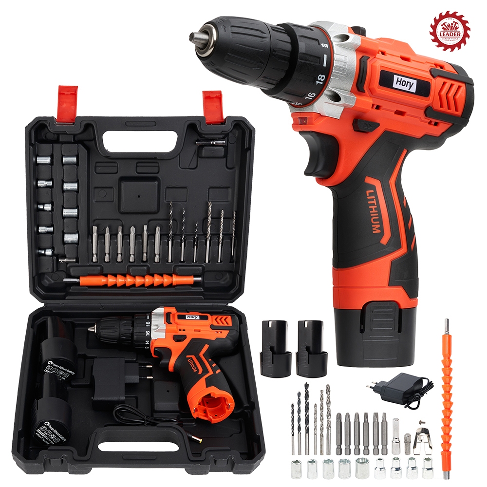 HORY สว่านไร้สาย สว่านแบต 99V 2 ระบบ แบตเตอรี่ อย่างดี 1ก้อน หรือ 2ก้อน สว่าน ฟรีแถมอุปกรณ์32ชิ้น รุ่น H-99 ส้ม สินค้า