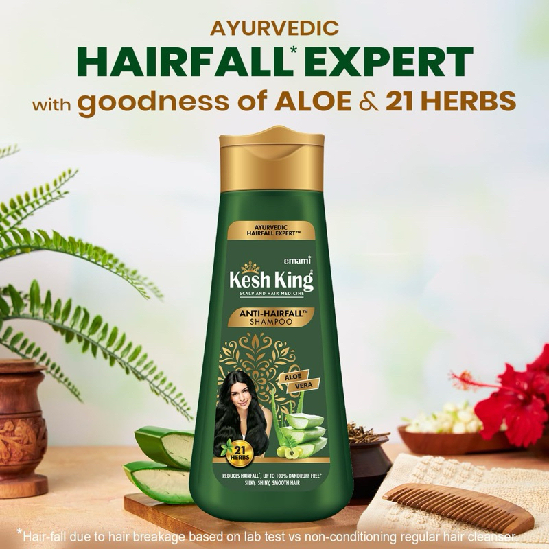 Emami Kesh king Shampoo 200Ml แชมพูพร้อมสมุนไพร 21 ชนิด ช่วยลดการหลุดร่วงของเส้นผมถึง 80%