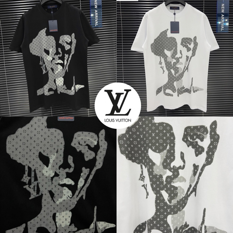 Louis Vuitton Unisex T-shirt 🖤🤍Hiend 1:1  cotton 💯 เสื้อยืดแขนสั้นคอกลม