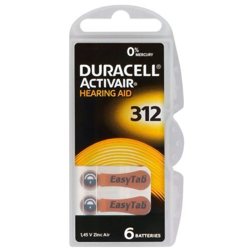 ถ่านเครื่องช่วยฟัง Duracell เบอร์ 312 แผงละ 6 ก้อน ผลิตในเยอรมัน หมดอายุ 07/2028