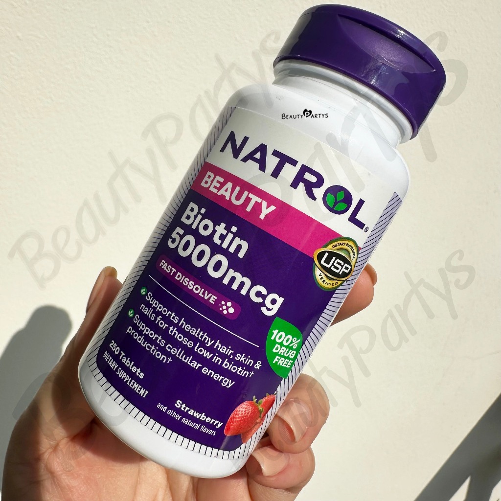 New Packaging!!!!!!  NATROL Biotin Beauty ขนาด 5,000 mcg Fast Dissolve 1 กระปุก = 250 เม็ด