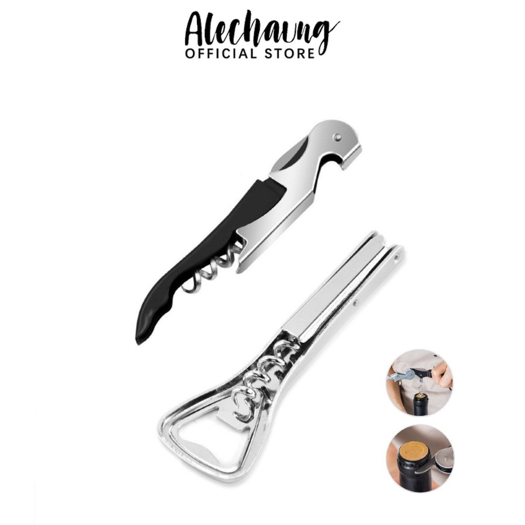 Alechaung ที่เปิดขวดสเตนเลส ที่เปิดขวดน้ำอัดลม ไวน์แดง เบียร์ พร้อมอุปกรณ์เสริมเปิดฝา Bottle Opener