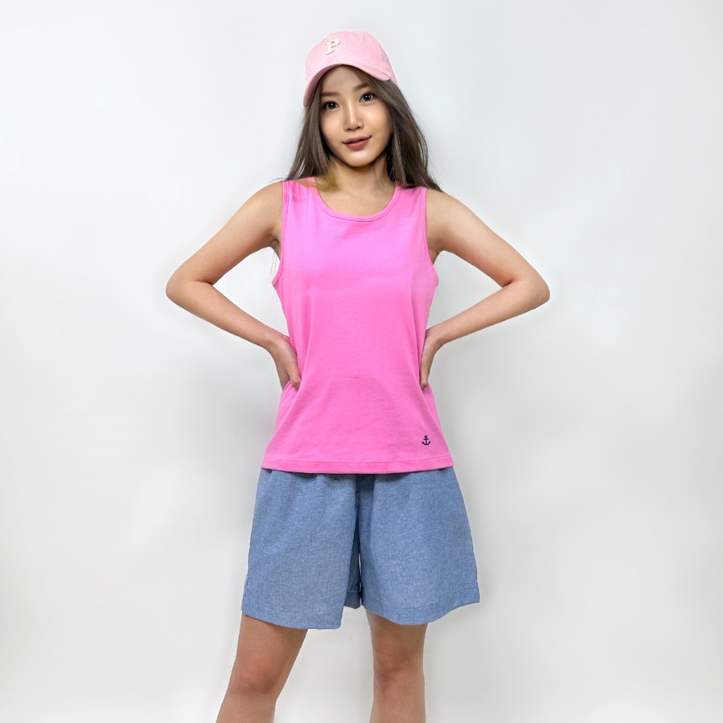 PORTLAND เสื้อกล้ามปักสมอ / Relax Tank Top with Embroidered (Pink)
