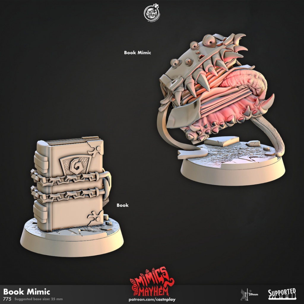 Book Mimic - Mimics Mayhem - Monstrosity Mimic / 32mm scale 3D printed miniature CNP