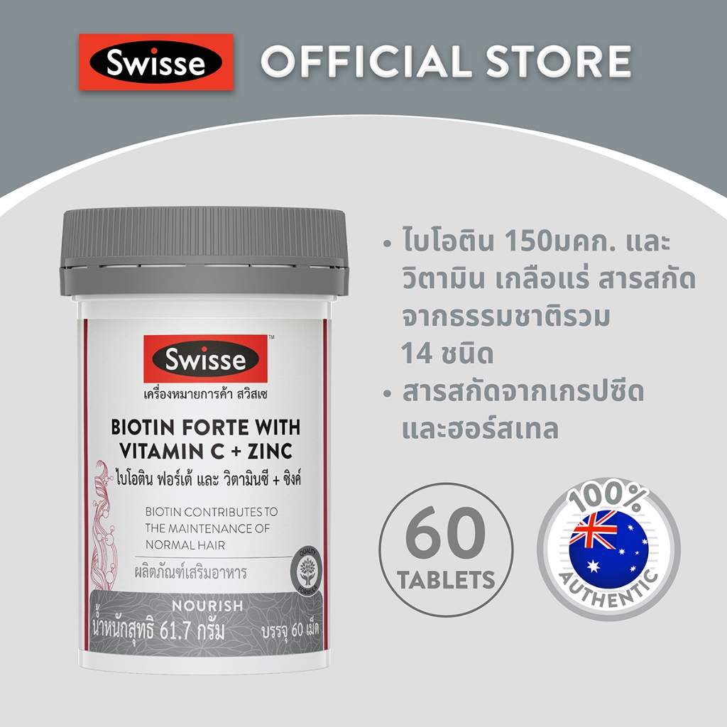 Swisse Biotin Forte With Vitamin C + Zinc ไบโอติน + ซิงค์