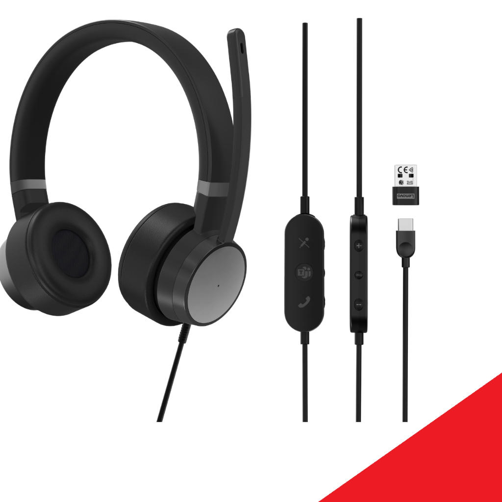 Lenovo Go Wired ANC Headset หูฟัง ใช้ในสำนักงาน เลอโนโว มีสาย หูฟังมืออาชีพ call center Microsoft TEAMS certified