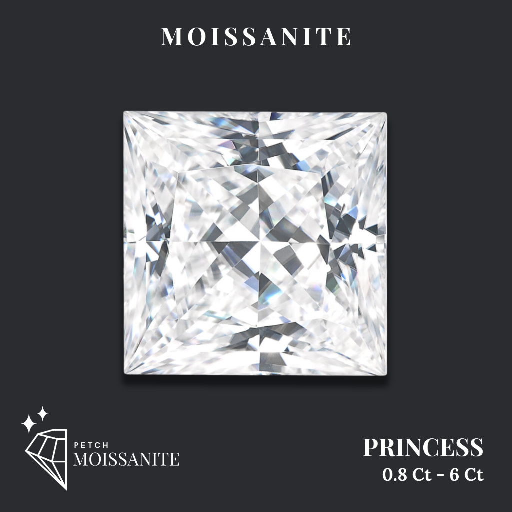 Princess Moissanite Diamond D-Color VVS1 {0.8ct- 6ct} - เพชรโมอีส สี่เหลี่ยม/เพชรโมซาไนท์ สี่เหลี่ยม