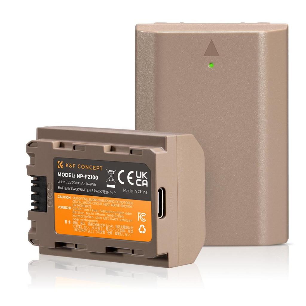K&F Concept Sony NP-FZ100 (2280mAh) Battery with Type C Direct Chargeable Port Camera Battery Compatible with Sony