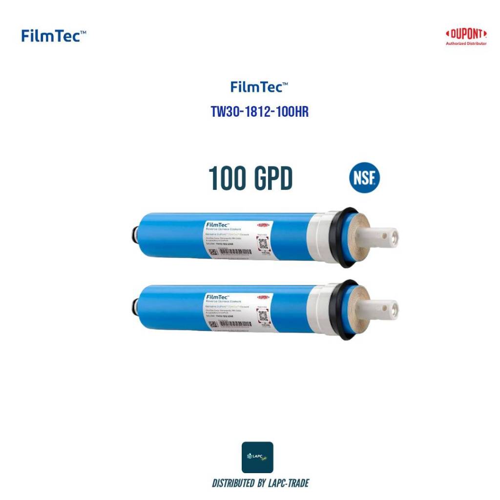 DuPont ™ FilmTec ™ Membrane Element ไส้กรองน้ำดื่ม ​RO เมมเบรน 100 GPD รุ่น TW30-1812-100HR จำนวน 2 ชิ้น