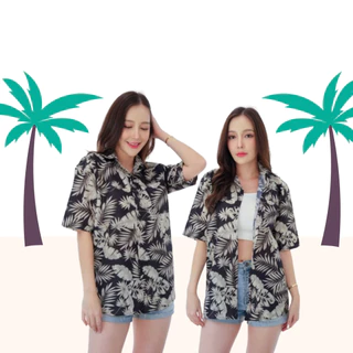 เสื้อฮาวาย ชาย ใส่สงกรานต์ ลายดอก เกาหลีวินเทจ คอปก ใส่เที่ยวทะเล แขนสั้น สําหรับผู้ชายและผู้หญิง
